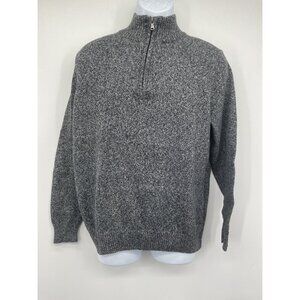 Croft & Barrow Mens Gray Quarter-Zip Sweater L Cotton Blend Casual Knit Warm